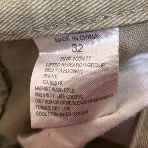 Lifted Research Group LRG Men’s Beige True Straight Fit Pants Size 32 - Picture 7 of 7